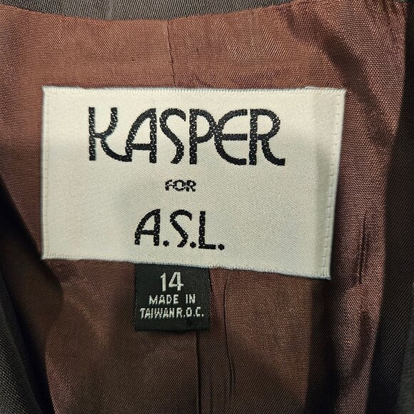 Kasper Olive Green Double-Breasted Blazer Skirt Set Womens 14 career formal - Picture 12 of 16